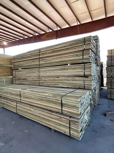 packaged and stacked treated poplar wood